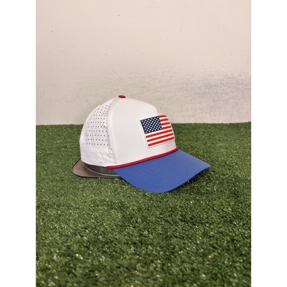Alter Ego Running hat cap snap back white blue coaster USA breathable mesh 4 - Picture 2 of 7